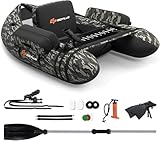 FANTASK Aufbelasbares Schlauchboot, Fischerboot mit Pumpe, Paddel, Gurte, Bellyboat Paddelboot für Erwachsene, 150 kg Belastbar, 135 x 109...