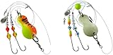 blntackle76 Set 2 Stück Buttlöffel von Jenzi,Plattfisch Blinker montiert 80 Gramm Light Green Glitter 100 Gramm grün/rot/Tiger und +...