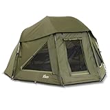 Lucx Wolf Brolly Schirmzelt für 1-2 Mann - wasserdichtes Angelzelt mit 10.000 mm Wassersäule, herausnehmbarer Bodenplane & abnehmbarer...