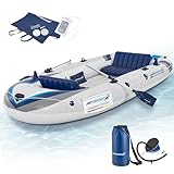 ArtSport Schlauchboot 322 cm für 4 Personen - Paddelboot aufblasbar mit 2 Sitzbänken - Ruderboot PVC mit Luftpumpe, Paddel, Tasche &...