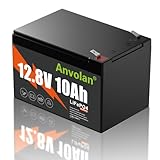 12V 10Ah LiFePO4 Lithium-Batterie, 15000+ Zyklen,10A BMS, 10 Jahre Lebensdauer, einsetzbar für Solaranlage,UPS, Fischfinder,...