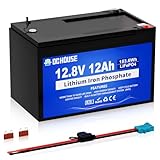 DCHOUSE 12V 12AH LiFePO4 Lithium Batterie mit 15A BMS, 10 Jahre Lebensdauer, 10000+ Zyklen, für Marine, Ride on Toy, Trolling Motor Fish...