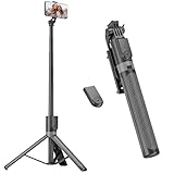 RISEOFLE 180cm Handy Stativ & Selfie Stick, Aluminium Integriertes Ausziehbares Stativ für Smartphone, Tragbarer Reisestativ-Ständer mit...
