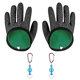 JINXIAN 1 Paar wasserdichte Angelhandschuhe Stichfest Anti Schnitt Landehandschuh Hecht mit 2 Magnetic Buckle Angelzubehör für Den...