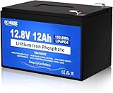 DCHOUSE 12V 12AH LiFePO4 Lithium Batterie mit 15A BMS, 10 Jahre Lebensdauer, 10000+ Zyklen, für Marine, Ride on Toy, Trolling Motor Fish...