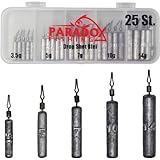 Paradox Fishing Drop Shot Blei Set I 25 Stück (3,5g/5g/7g/10g/14g) je 5 Stück mit Box I Dropshot Jigköpfe Cheburashka Blei - Drop Shot...