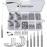 THKFISH Angelzubehör Set Gewichte Angeln Sinker Angeln Drop Shot Gewichte Angelgewichte Kit Drop Shot Rig Verrückte Offset Haken Rollende...