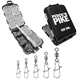 Angelwirbel im Set inkl. Box, Duo-Lock Snap, 8 - 28kg, Angel Wirbel Set, 125 Wirbel Set zum Spinnfischen, Angelwirbel mit Karabiner für...