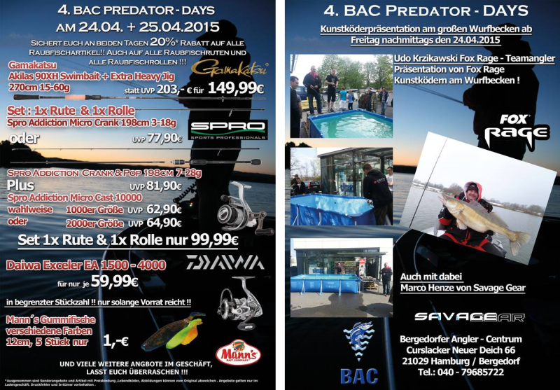 4. BAC – PREDATOR DAYS im Bergedorfer Angler-Centrum