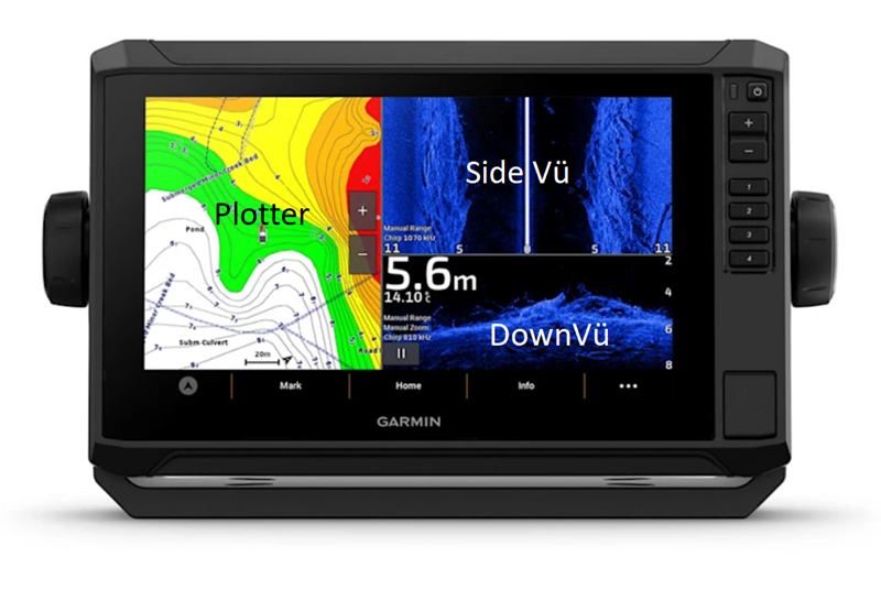 Echomap (UHD 2) 92 sv mit Bildschirm Split im Echolot/Plotter Combi