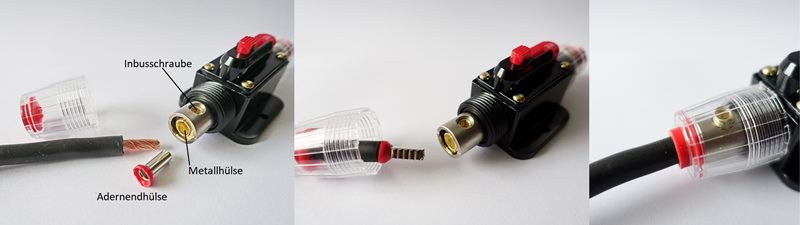 sicherungen, kabel für akku case bau